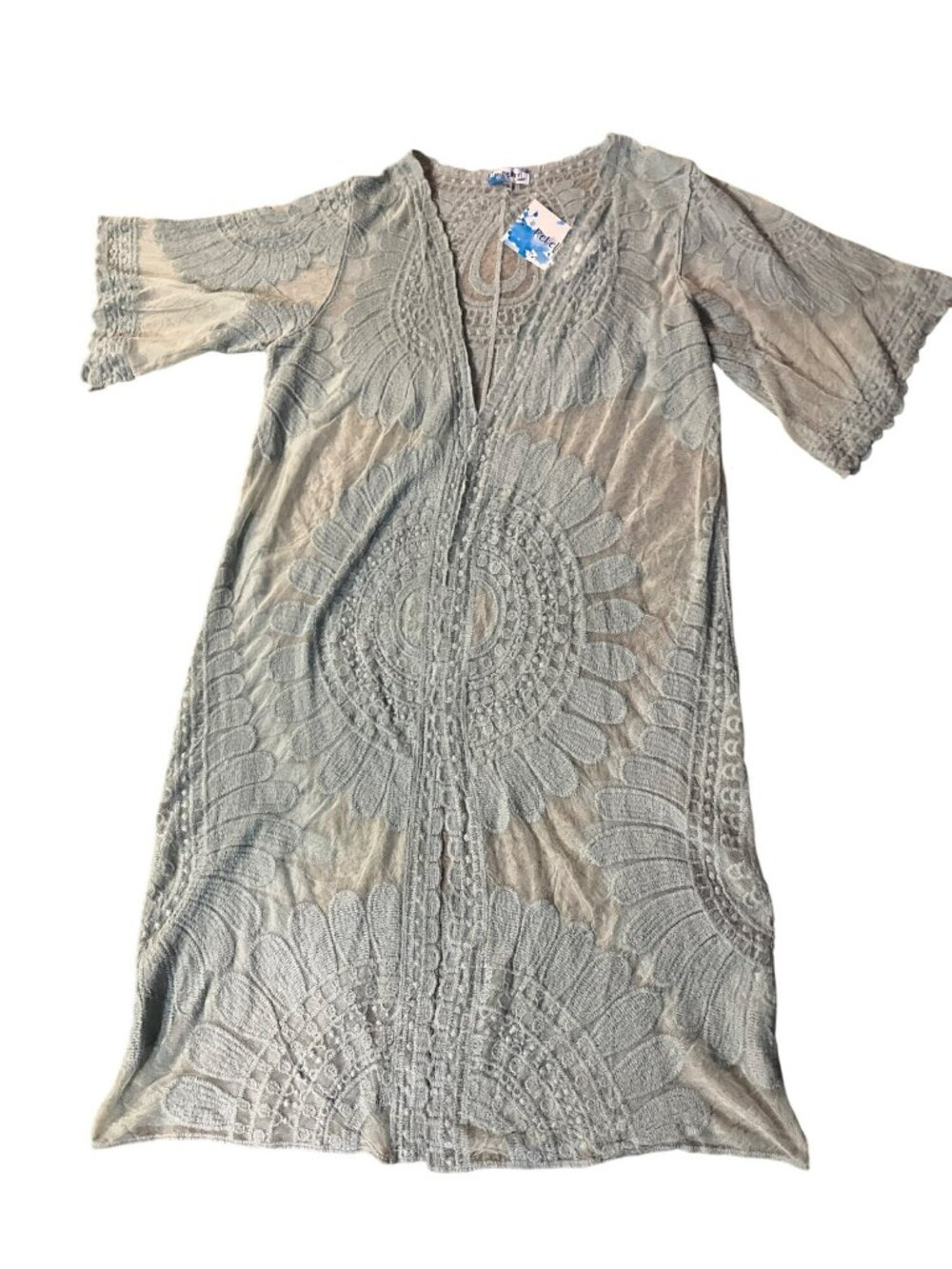 Rebellion Again Lace Duster Cardigan Womens Medium Light Teal New - Picture 3 of 11